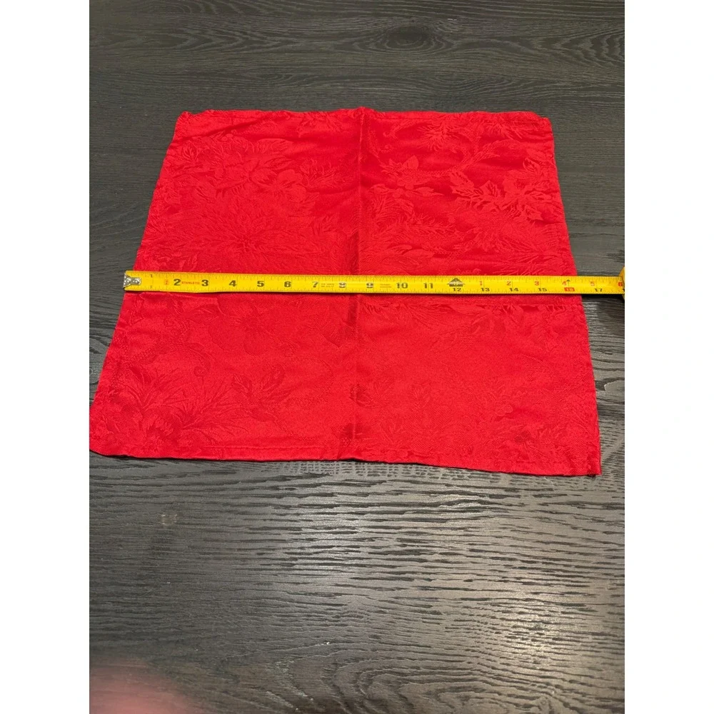 Red Damask Poinsettia‎ Cloth 18  Napkins Christmas Holiday Table Linen 15x16